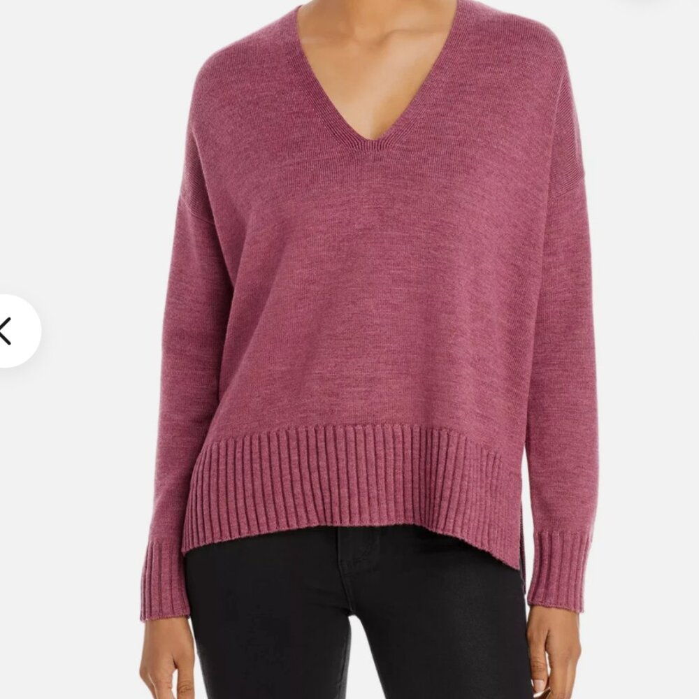Eileen Fisher Women's V-Neck Sweater - Superfine Merino - Mauve Large